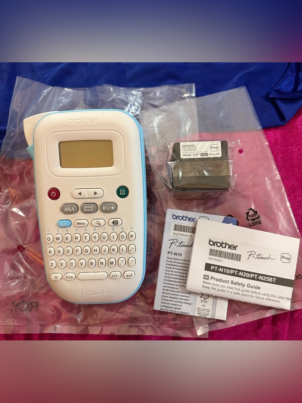 Brother PT-N10 Label Maker - White & Light Blue